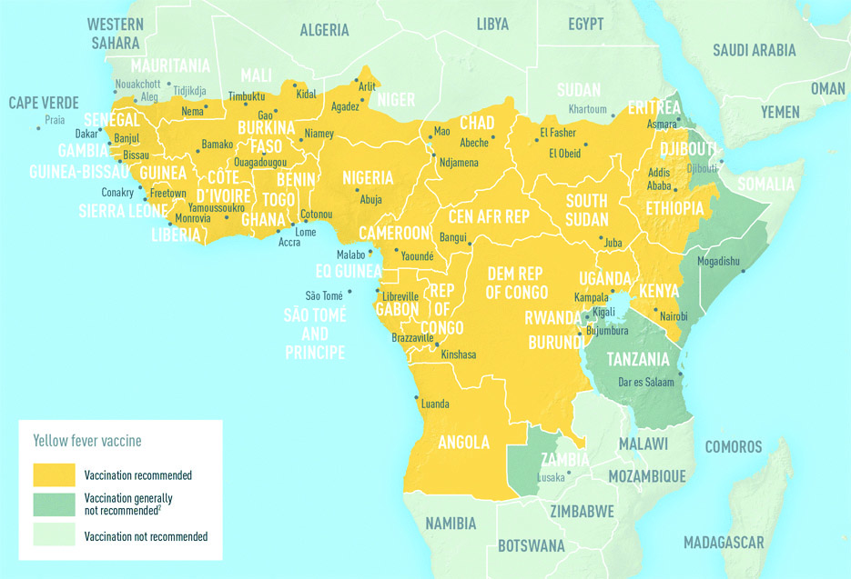 Potential risk areas for Yellow Fever-Africa